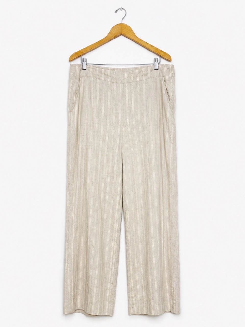 Chico's Beige Wide Leg Linen-Blend Pants